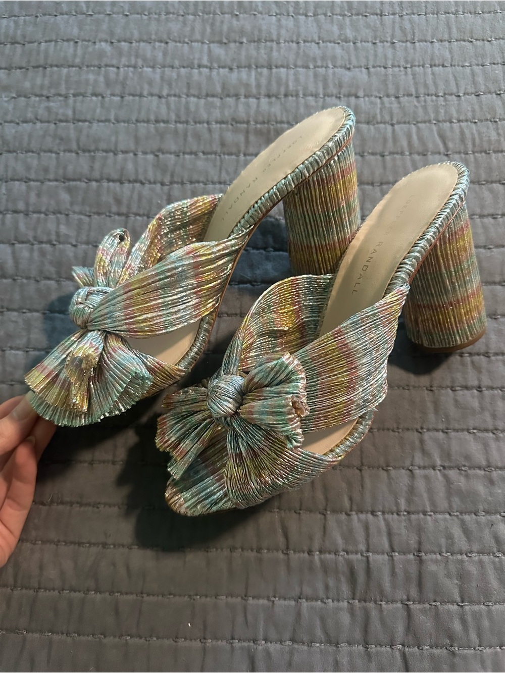 Loeffler Randall Pastel Multicolor Pleated Bow Heel EUC - Picture 2 of 5